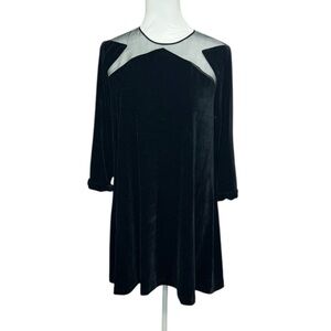 Little White Lies Illusion Velvet Dress Black